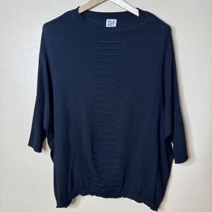 Planet by Lauren G. Sweater Women's One Size Black Cotton Blend Pullover